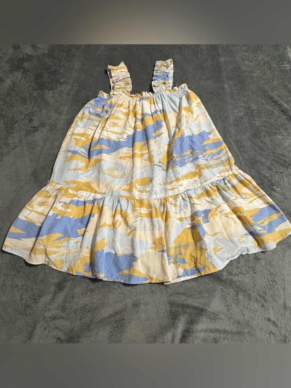 Entro Blue & Yellow Dress Ruffle Straps Womens Medium NWT